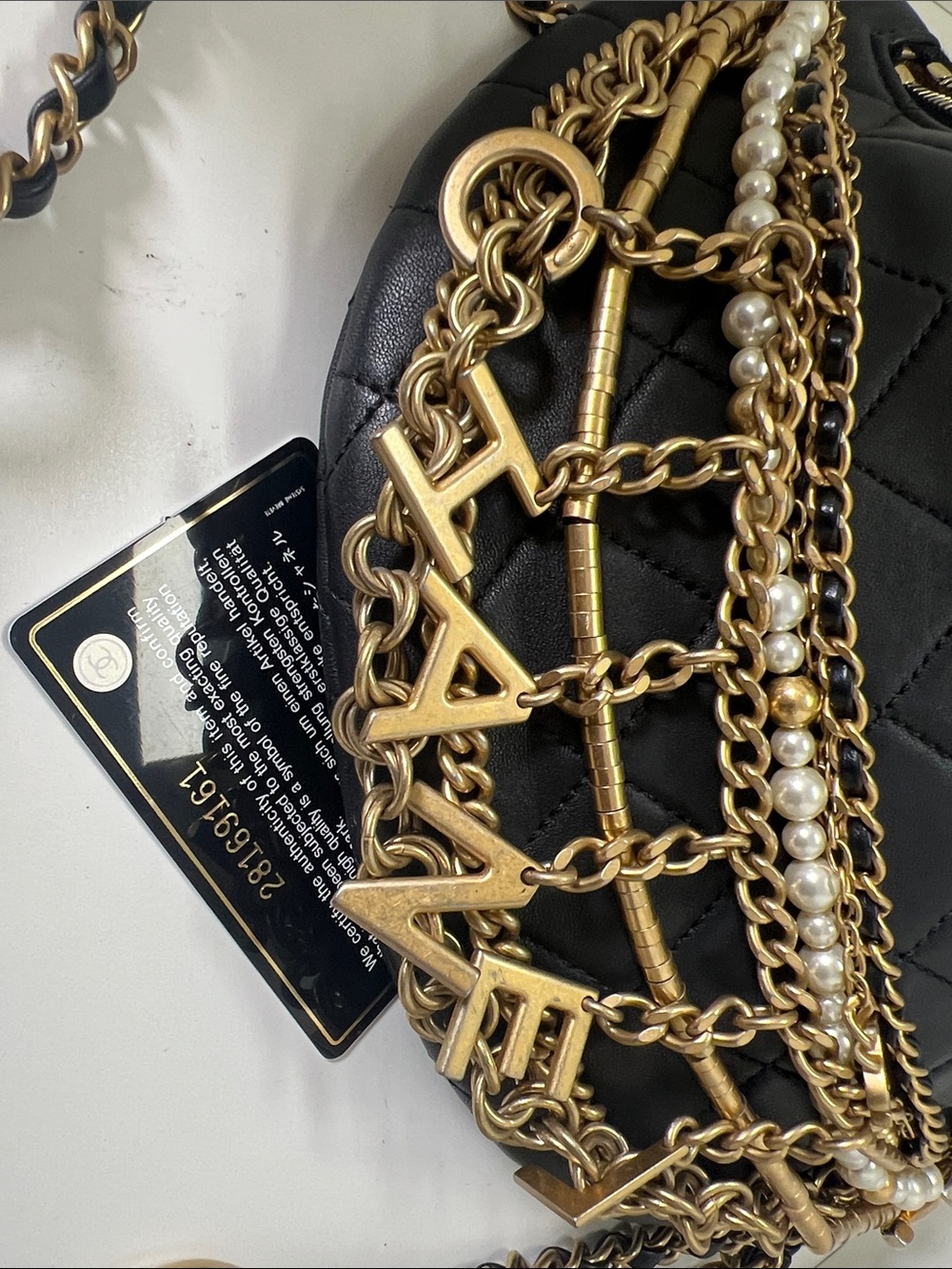 CHANEL All about chains waist belt Black Quilted belt bum bag - Picture 13 of 15